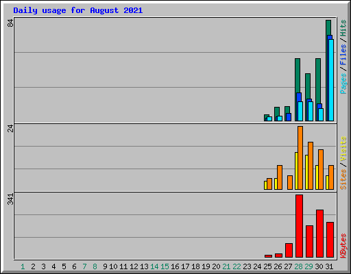 Daily usage for August 2021