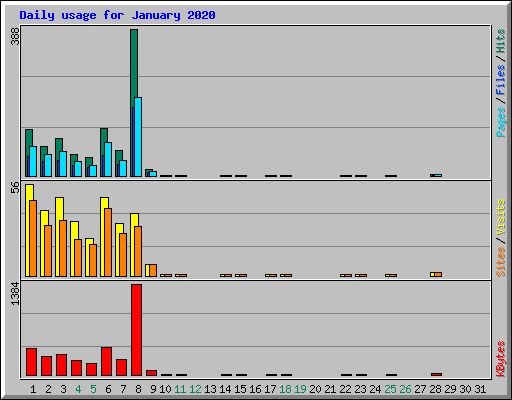 Daily usage for January 2020