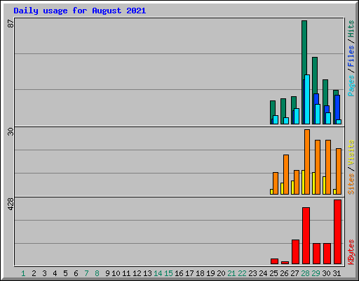Daily usage for August 2021