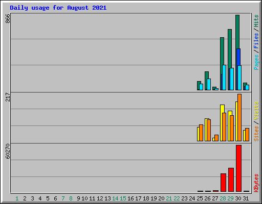 Daily usage for August 2021